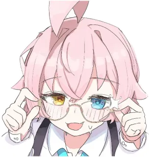🤓 アニメガール, かわいい, 眼鏡, ピンク髪, 可愛い, マンガ, イラスト telegram sticker