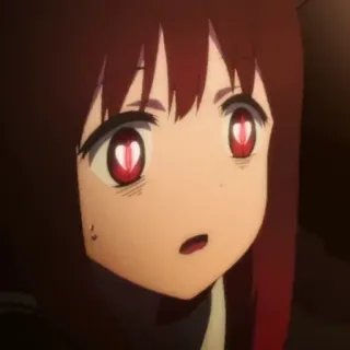 😧 Anime, rote Augen, geschockt, verängstigt, Anime Mädchen whatsapp sticker