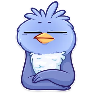 😑 bird, cartoon, cute, blue, animal, emoji, sticker telegram sticker