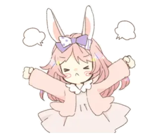 🐰 coniglio, coniglio, arrabbiato, carino, anime, rosa, cartone animato telegram sticker