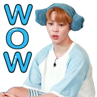 😳 WOW wow, surprised, reaction, cute, person, blue, kpop telegram sticker