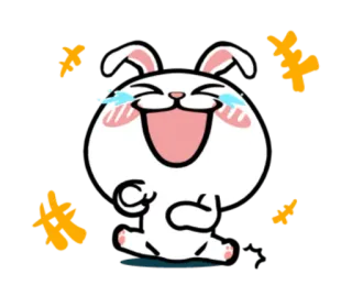🤣 conejo, conejo, riendo, feliz, alegre, dibujos animados whatsapp sticker