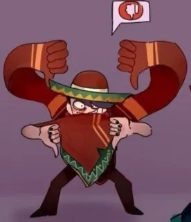 👎 sombrero, polegar para baixo, negativo, não gosto, mexicano whatsapp sticker
