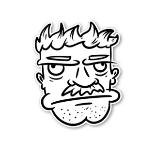 😜 dibujo animado, hombre, cara, personaje, boceto, dibujo telegram sticker