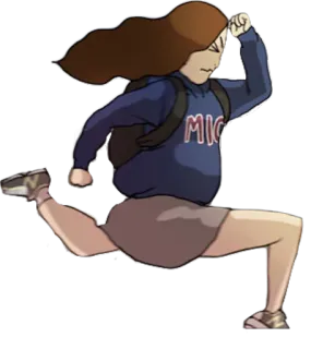 🏃 course, fille, dessin animé, sac à dos, école, mouvement telegram sticker