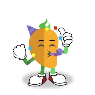 🥳 mango, cartoon, food, party, celebration, cute telegram sticker