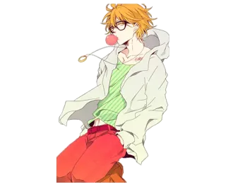 😏 Anime, Junge, Charakter, Brille, Kaugummi whatsapp sticker