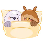 😴 owl, ghost, sleeping, bed, cute, cartoon, animal whatsapp sticker