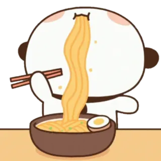 🍼 Panda, Ramen, Macarrão, Comendo, Fofo, Kawaii, Comida telegram sticker