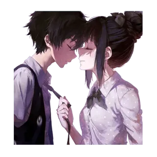 ❤ Anime, Coppia, Romance, Amore, Affetto, Manga, Illustrazione telegram sticker