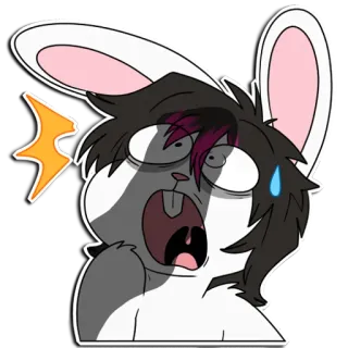 🍆 rabbit, bunny, shocked, surprised, scared, anime, cartoon, reaction telegram sticker