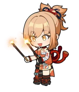 🎇 Yoimiya Genshin Impact anime, video game, chibi, character, cute, fireworks telegram sticker