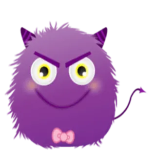 😈 mostro, viola, diavolo, cartone animato, carino, fiocco, divertente, emoji telegram sticker