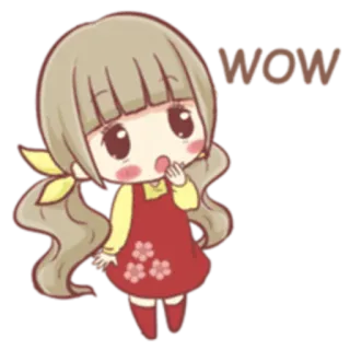 😯 WOW милый, аниме, девушка, мультфильм, вау, выражение telegram sticker