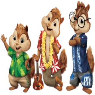🎼 Alvin and the Chipmunks tamias, Alvin, Simon, Théodore, dessin animé, animaux telegram sticker