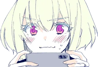 😂 anime, girl, phone, blushing, nervous, cute, manga telegram sticker