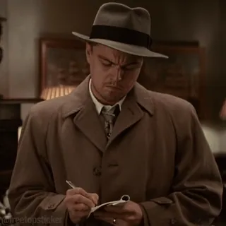 🗒 mężczyzna, pisanie, kapelusz, detektyw, aktor, osoba, fedora, vintage, poważny telegram sticker