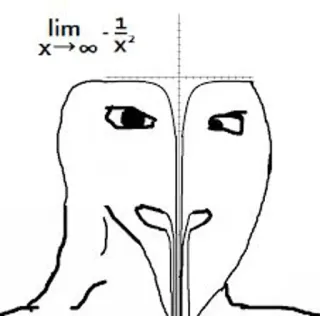 😦 lim
x→∞ -1/x² meme, mathematics, limit, math, equation, function telegram sticker