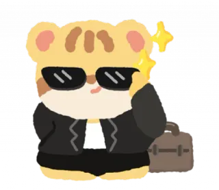 🐯 動物, クマ, サングラス, かっこいい, おしゃれ, スーツケース whatsapp sticker