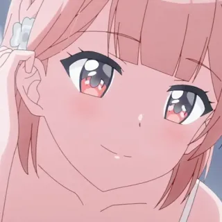 🥰 anime, cô gái, tóc hồng, dễ thương, chân dung telegram sticker