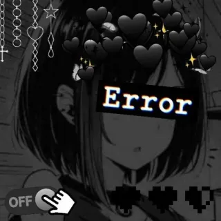 💔 Error Аниме, Ошибка, Сердечки, Черно-белое, Цифровое искусство telegram sticker