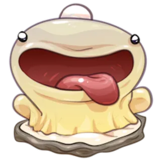 😝 Dessin animé, Huître, Créature, Langue, Drôle, Mignon telegram sticker