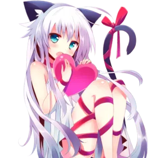 ❤️ anime, catgirl, kawaii, heart, cute, manga telegram sticker