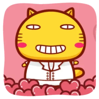 🥰 Cartoon, Gelb, Katze, Herzen, Süß, Kawaii, Rosa telegram sticker