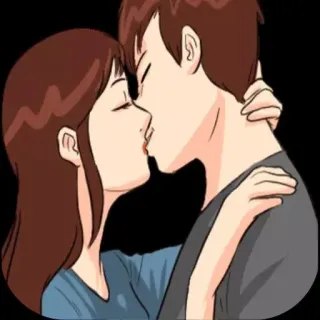 🔥 คู่รัก, จูบ, ความรัก, โรแมนติก, การ์ตูน telegram sticker
