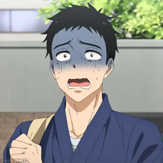 🎎 animé, effrayé, inquiet, anxieux, homme telegram sticker