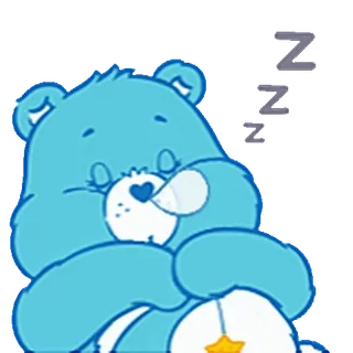 😊 Care Bear ケアベア, アニメ, 睡眠, 動物, かわいい, 青 whatsapp sticker