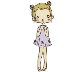 😚 Cartoon, Mädchen, Süß, Illustration, Figur whatsapp sticker