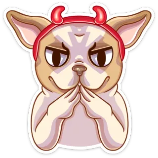 😈 cachorro, diabo, chifres, malvado, travesso, desenho animado, animal telegram sticker