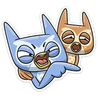 😀 owl, cartoon, pointing, funny, sticker, birds telegram sticker