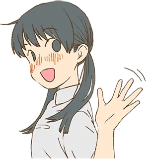 👋 fille anime, dessin animé, salut, amical, salutation, mignon, illustration whatsapp sticker