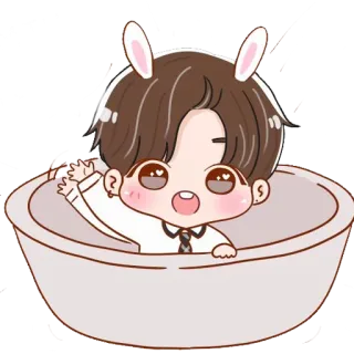 👋 süß, Hase, Cartoon, kawaii, Ohren, entzückend, stilisiert telegram sticker