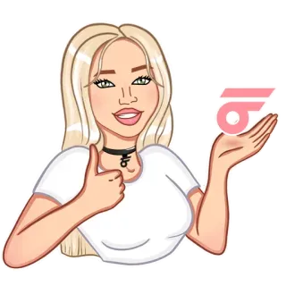 😍 pulgar arriba, rubia, mujer, sticker, dibujo animado, ilustración, mano telegram sticker