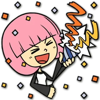 🎉 anime, cartoon, confetti, celebration, happy telegram sticker