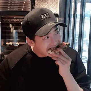 🥀 man, eating, pizza, hat, food telegram sticker