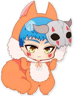 🐉 Аниме, Чиби, Лиса, Маска, Милый, Мультфильм telegram sticker