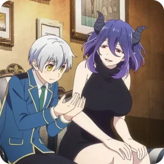 👫 Anime, Démon, Cornes, Couple, Fantaisie telegram sticker
