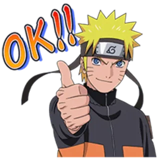 👍 Naruto OK!! Anime, Manga, Duim omhoog, Ok, Naruto Uzumaki telegram sticker