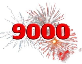 ❗ 9000 fuegos artificiales, celebración, número, rojo, blanco, festivo telegram sticker