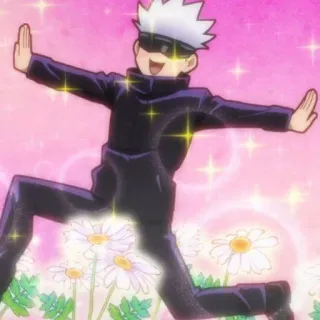 🥡 Satoru Gojo Jujutsu Kaisen anime, gojo, satoru, jujutsu kaisen, flowers telegram sticker