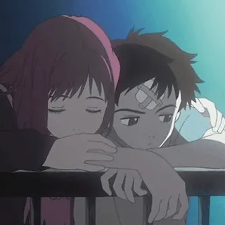 😔 Anime, Romantico, Coppia, Triste, Amore, Cartone animato, Illustrazione telegram sticker