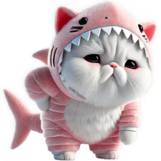 😵‍💫 kat, haai, dier, huisdier, schattig, sticker, roze, kostuum telegram sticker