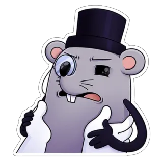 🐀 rata, sombrero de copa, monóculo, elegante, dibujo animado, personaje, pegatina whatsapp sticker