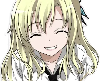 😁 ragazza anime, sorridente, kawaii, carina, cartone animato, capelli biondi, animazione telegram sticker