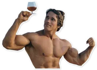 💪 Arnold Schwarzenegger culturista, actor, músculos, alcohol, vaso telegram sticker