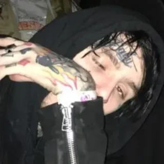 🐣 Lil Peep Lil Peep, Raper, Muzyk, Tatuaż na twarzy, Bluza z kapturem telegram sticker